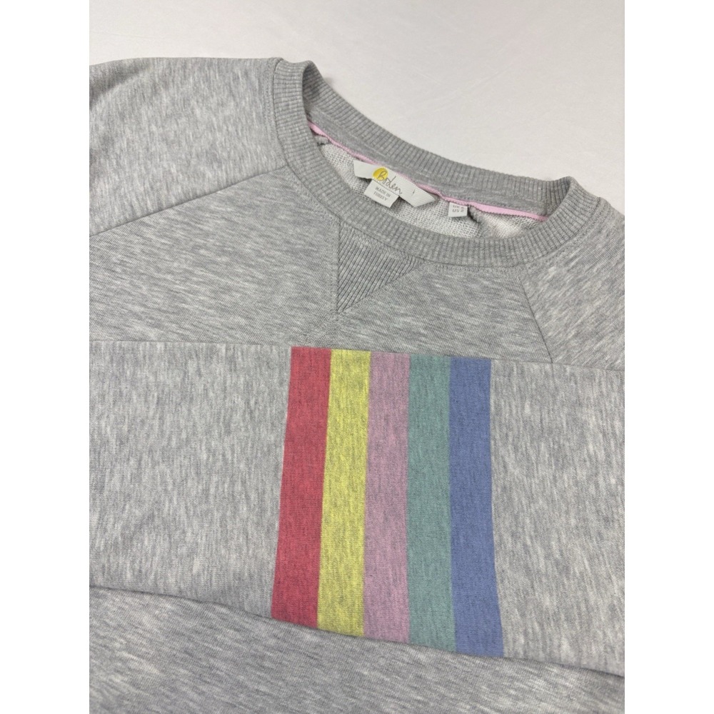 Boden Gray Crew Neck Sweatshirt Dress Rainbow Long Sleeves Loungewear Size 2